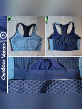 Outdoor Voices Doing Things TechSweat Provincial Blue & Navy Sports Bra, Small